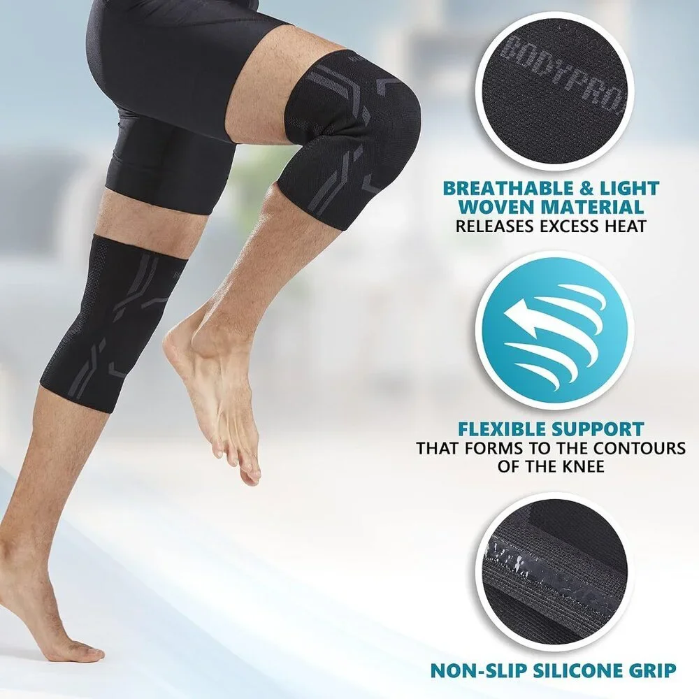 Knee Compression Sleeve 2 Pack for Men and Women, Knee Support Brace for Running - Picture 3 of 6